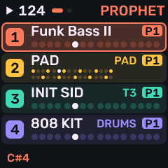 Stage showing played notes over the waveform