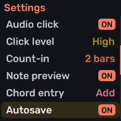 Autosave menu item