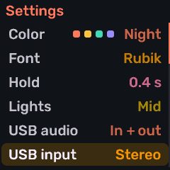 USB input set to stereo