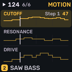 Motion lanes with a step and value selected