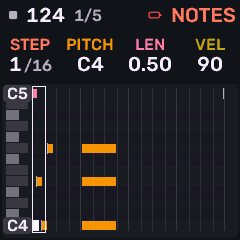 Notes piano roll