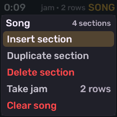 Song action sheet
